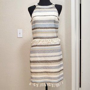 Tory Burch Sleeveless Striped Fringe Mini Dress Size 4